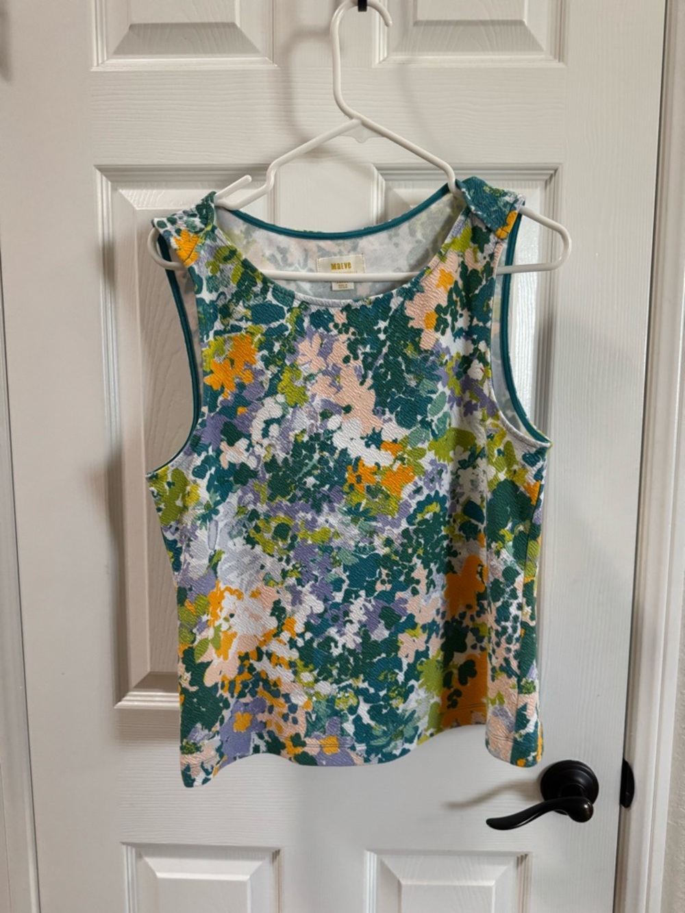 Anthropologie Maeve Green Multi Floral Textured Tank